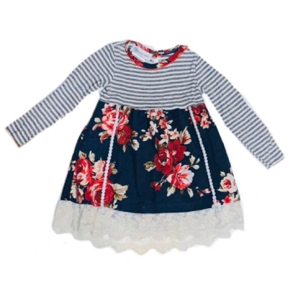 Bonnie Jean stripe floral dress size 2T - Picture 1 of 3